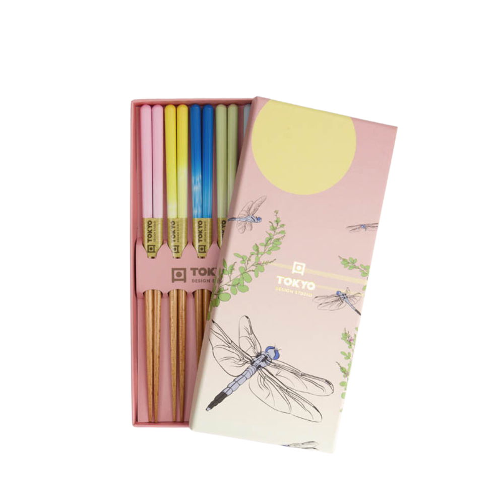 Spisepinde gavesæt, Pink Dragonfly - 5 par